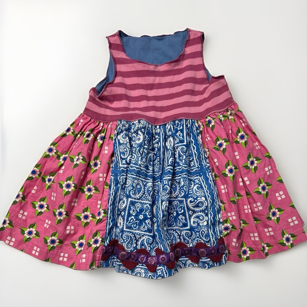 Matilda Jane Platinum Blue Pink Stripe Floral Sara Top Paneled Size 6